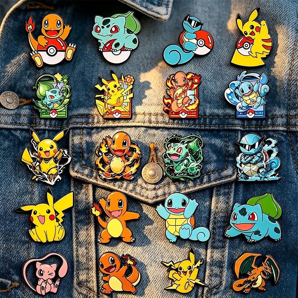 20/22Pcs Kawaii Japanese Anime Monster Creature Enamel Pins Set, Colorful Cartoon Animal Lapel Brooch Fans Collectible Badge