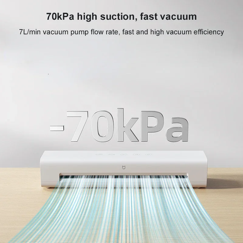 Xiaomi Mijia เครื่องซีลสูญญากาศ 220V 70kPa ถุงพลาสติกสูบน้ําการบีบอัดครัวเครื่องใช้ในครัวเรือนอาหารเครื่องซีลสูญญากาศบรรจุภัณฑ์