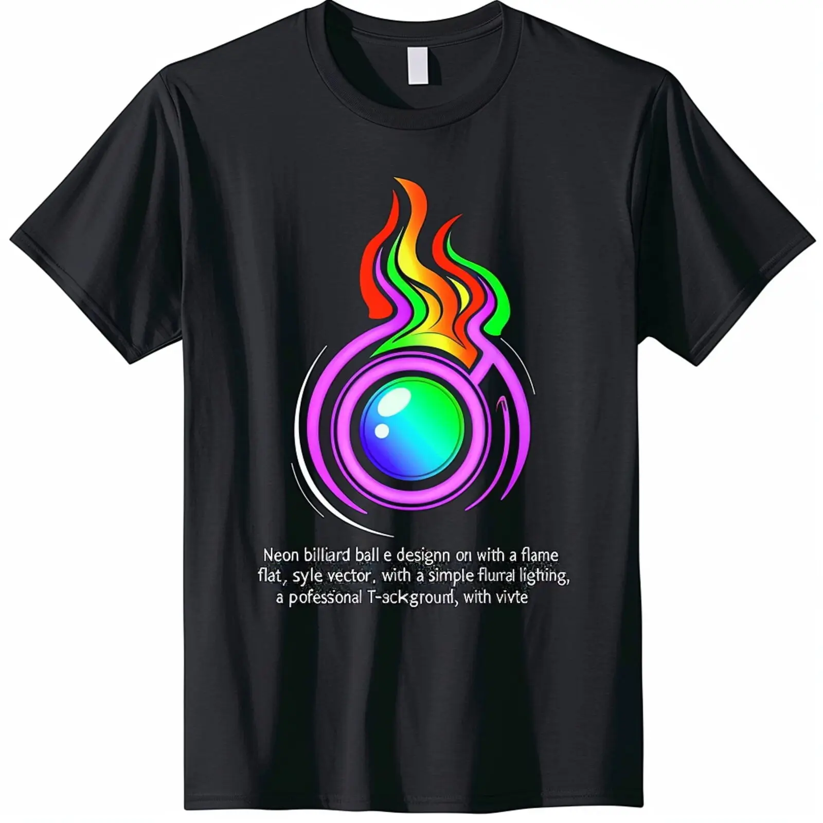 Flame Design Billiard Ball Eight Vector Art on Black TShirt: Modern