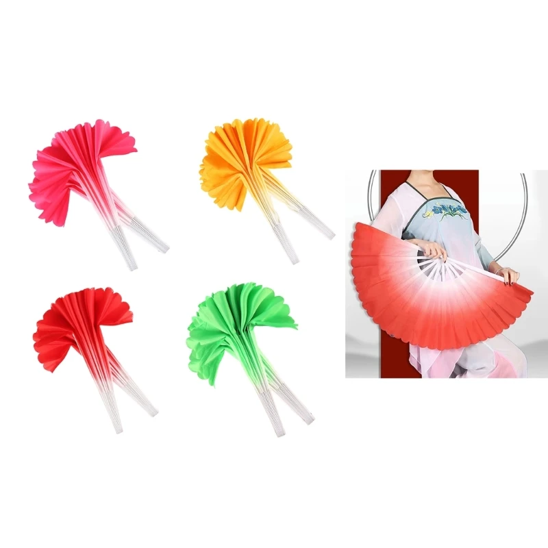 Colorful Dance Fans Lightweight and Easy to Use Color Gradation Elegant Chinese Folk Dance Fan 2PCS