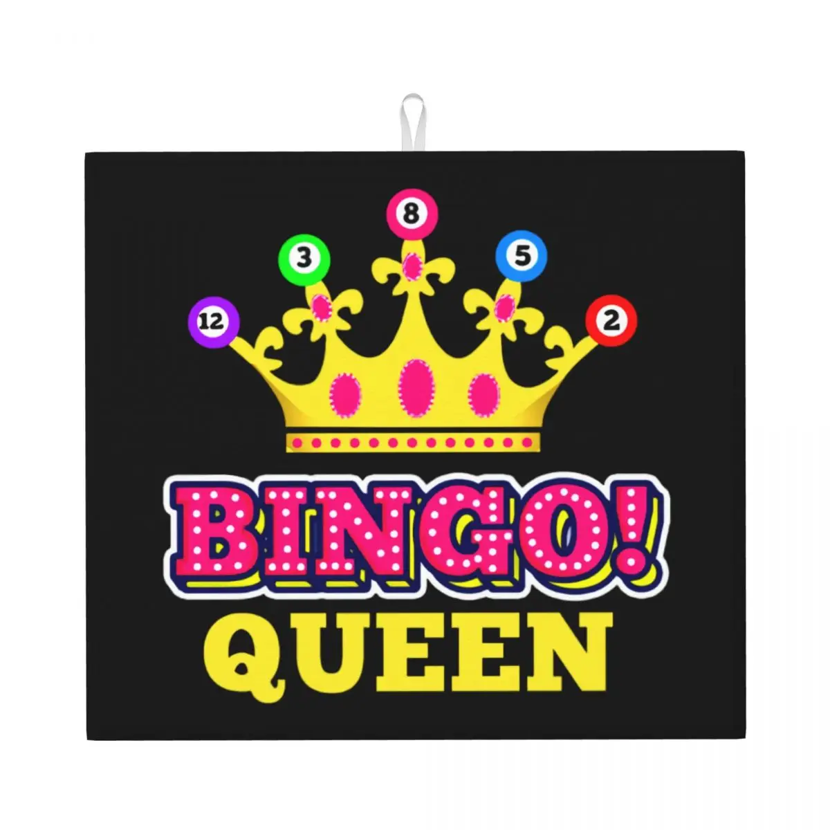 Custom Bingo Queen Dish Drying Mat for Kitchen Fast Dry Super Absorbent Microfiber Dishes Drainer Pad