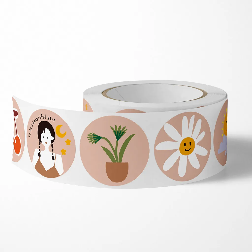 500 ملصق/لفة ملصقات كرتونية عتيقة مستديرة - شارات تصميم فتاة لطيفة لختم التعبئة والتغليف وتسجيل متجر YourLife #4