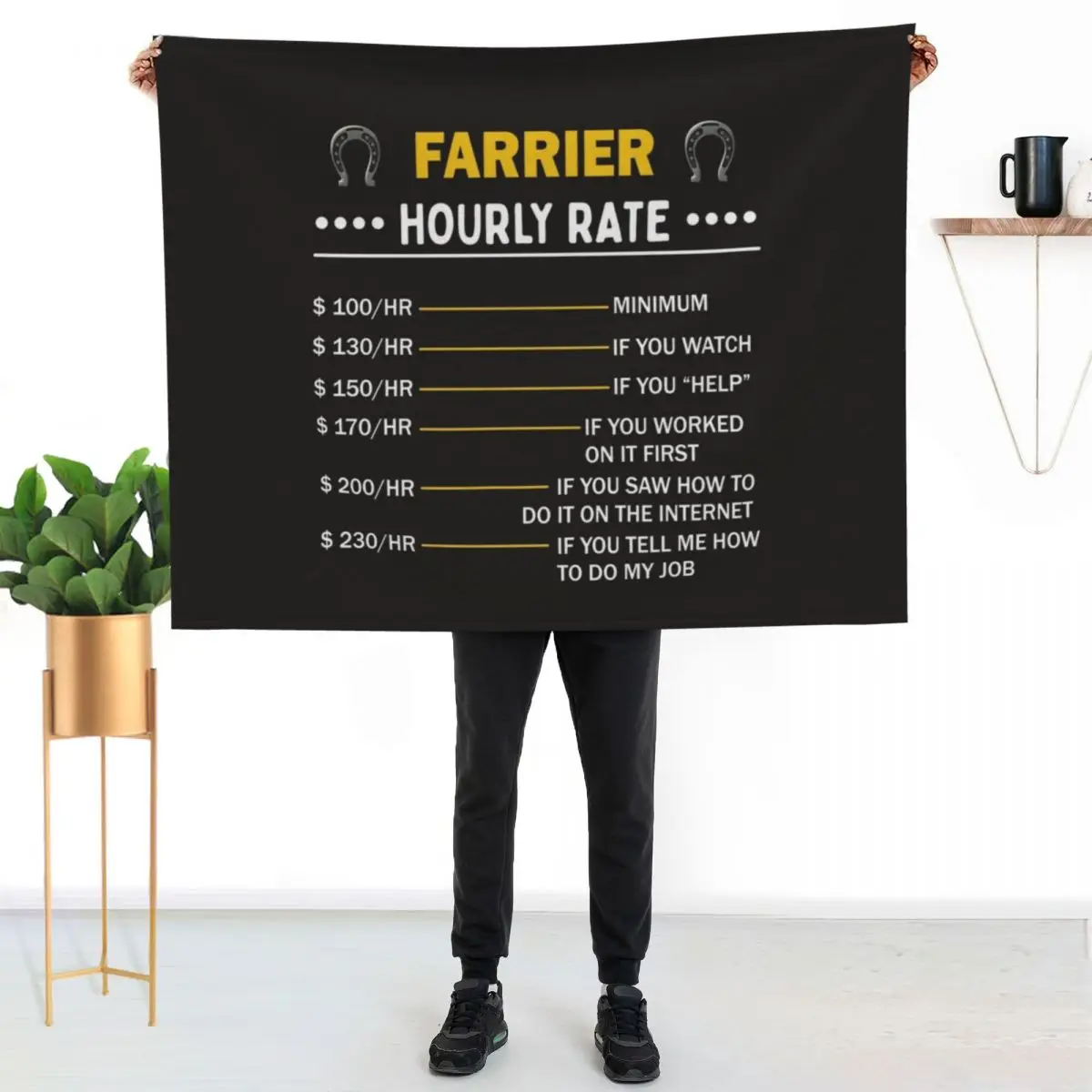 Manta con diseño de herraduras y pezuñas de herrador para el recorte y el herraje equino, elegante y cálida para sala de estar y dormitorio