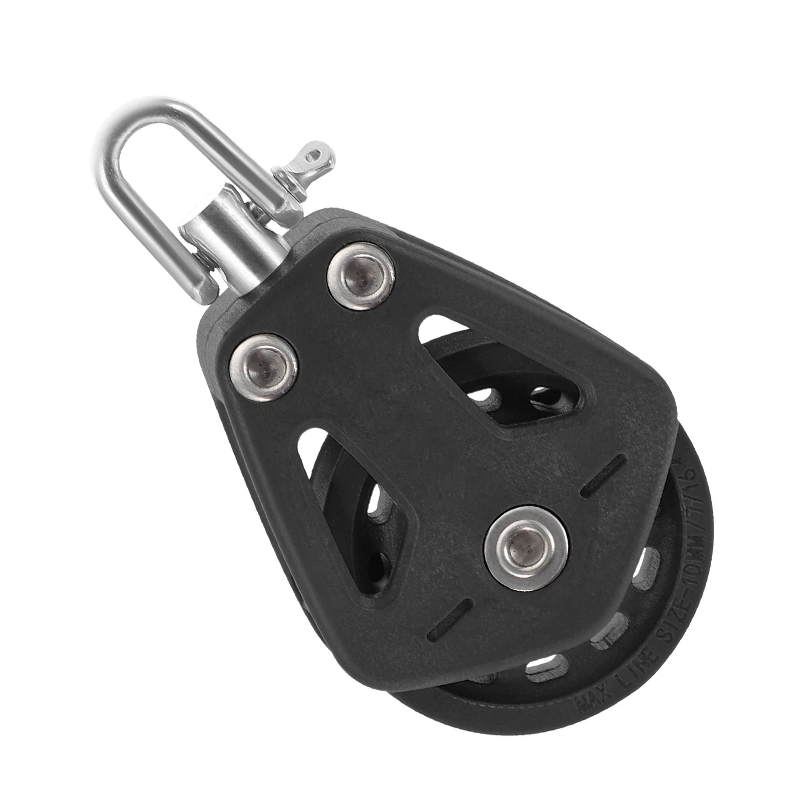 

Swivel Pulley for Sailboat Nylon Single Block Lifting Tool with Stainless Steel Wheel Sailing Crane Roller Marine Accessories