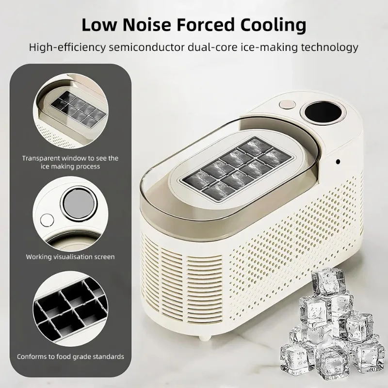 Mini Small Ice Maker 8 Ice Cubes Ready 15 MIN DIY Making 12V/220V Car Cube ice Automatic  Making Box For Car Home Camping