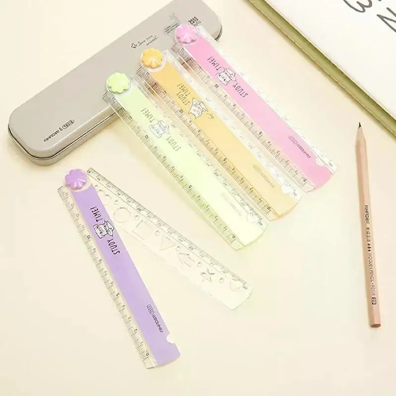 30 CM Kawaii Cute Kawaii Study Time Folding Ruler Multifunction DIY Drawing Rulers for Kids Students Office School Stationery