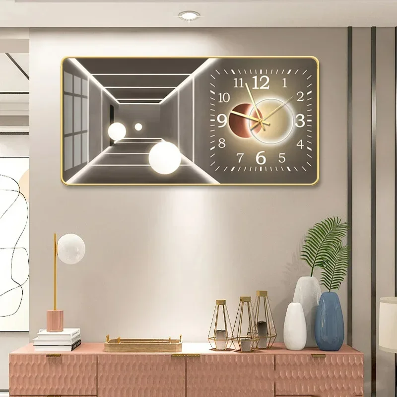 Light luxury fashion wall clock living room creative restaurant porch bedroom decorative painting silent hole free wall clock