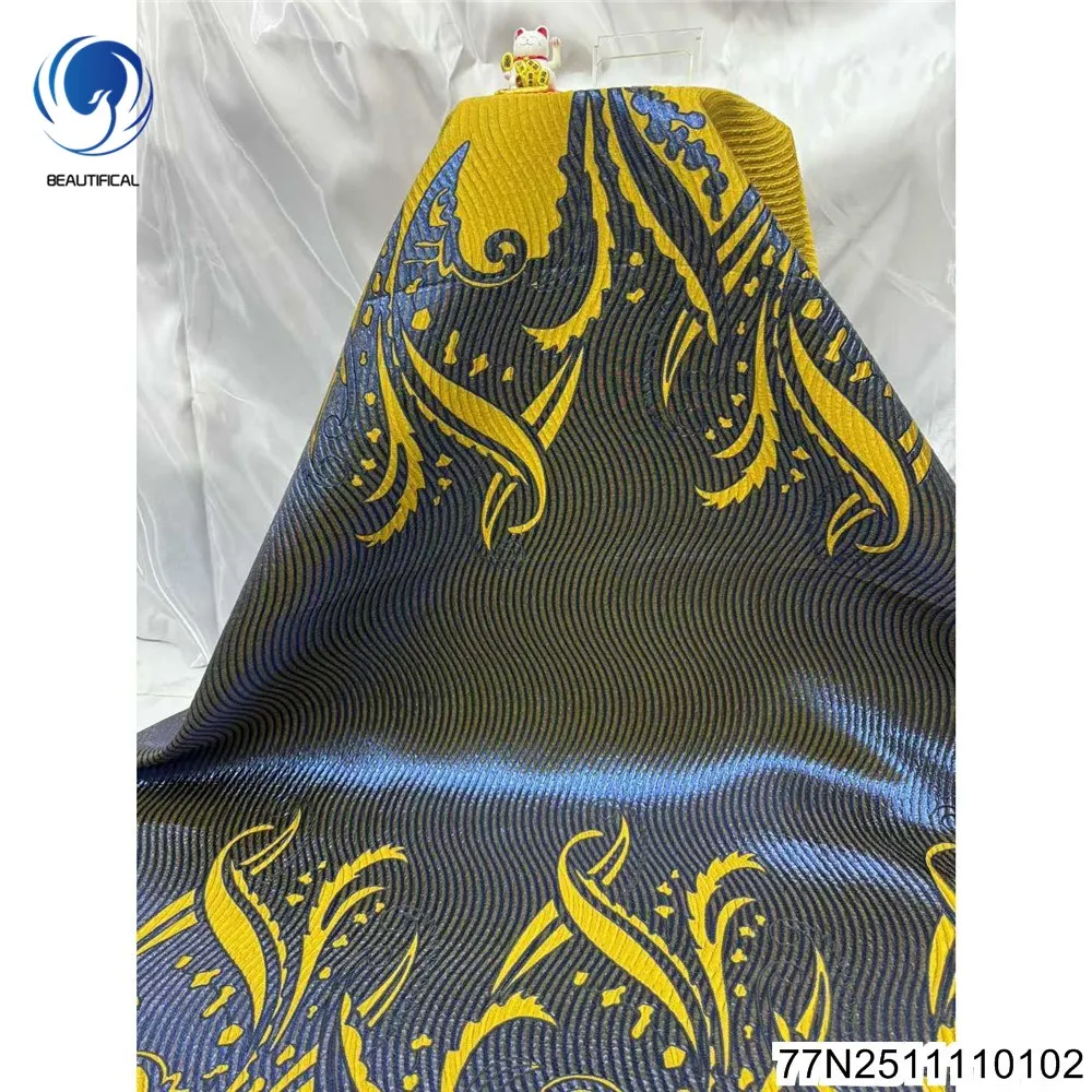 

2025 New Retro African Jacquard Lace Embroidered Design White Luxury Party and Banquet Dress 77N25111101