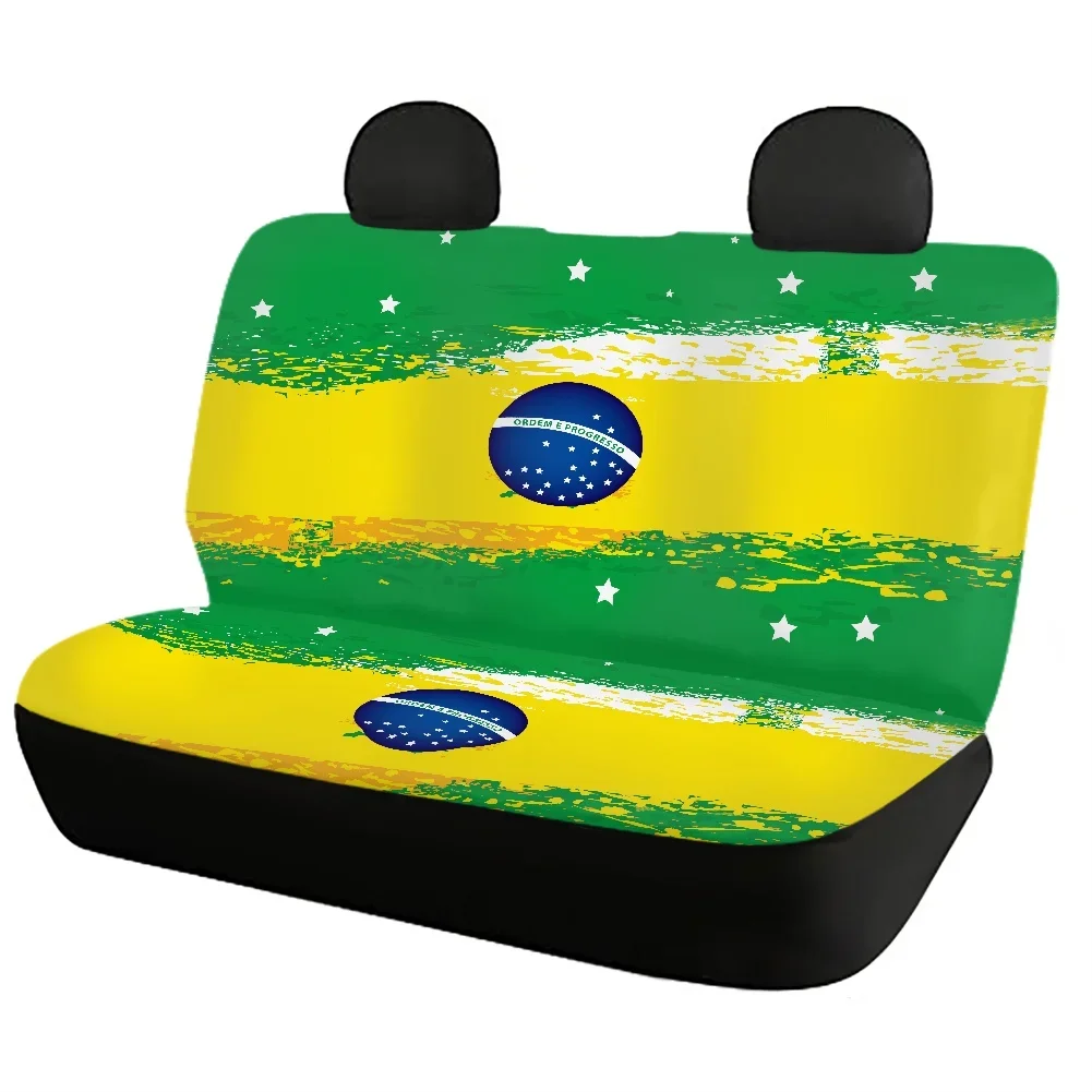 Brazil Flag Car Seat Covers Full Set 4pcs Universal Front/Back Seat Protector Autos Interior Durable Anti-Slip Car Accesories