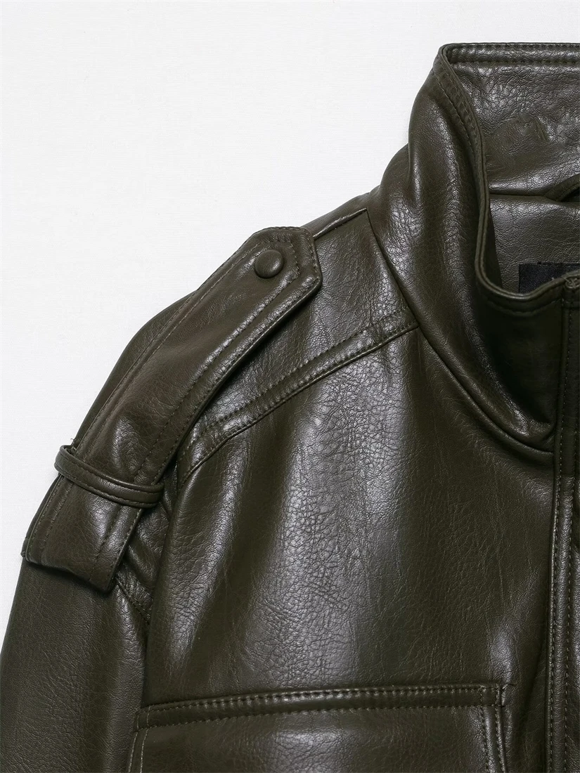 Nova chegada 2025 jaqueta feminina casual fashion de couro sintético – agasalhos femininos elegantes e modernos