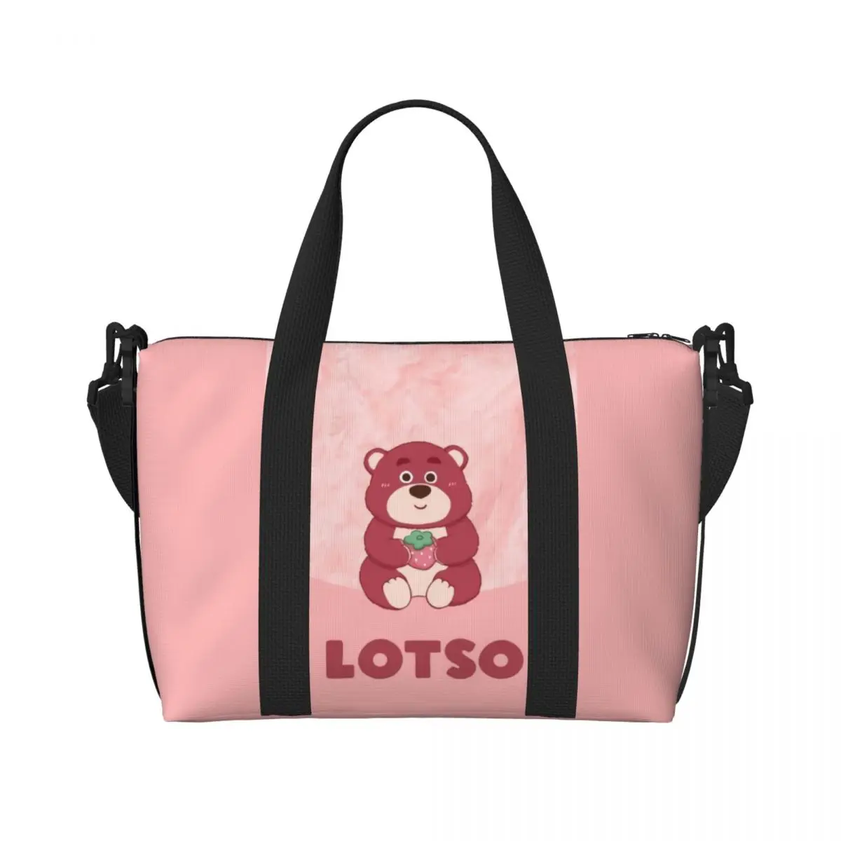 Custom Lotso Huggin Bear Anime Tote Bag Women Large Capacity Beach Gym Shoulder Travel Bag