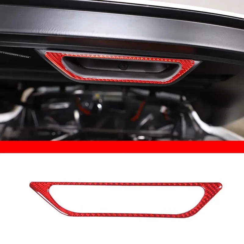 

Red Carbon FIber Engine Hood Bonnet Handle Frame Trim Kit For Chevrolet Corvette C8 Stingray Z51 Z06 2020-2023 Car Accessories