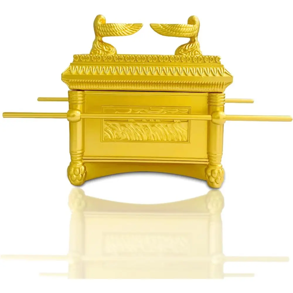 

Реплика Столетней шкатулки (Свиток Завета) из золотистой смолы с содержимым, еврейская реликвия, юдика, израильская настольная декорация