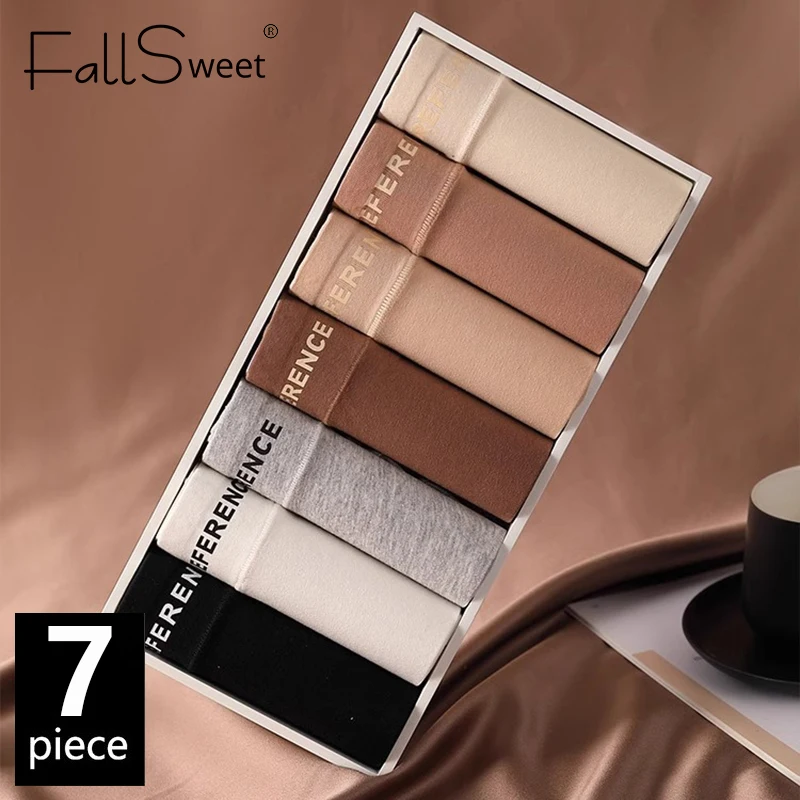 FallSweet 7-teiliges Höschen-Set mit hoher Taille für Damen, große Größe, Dessous aus reiner Baumwolle, sexy Unterwäsche, dreieckige Höschen, Damenunterhosen