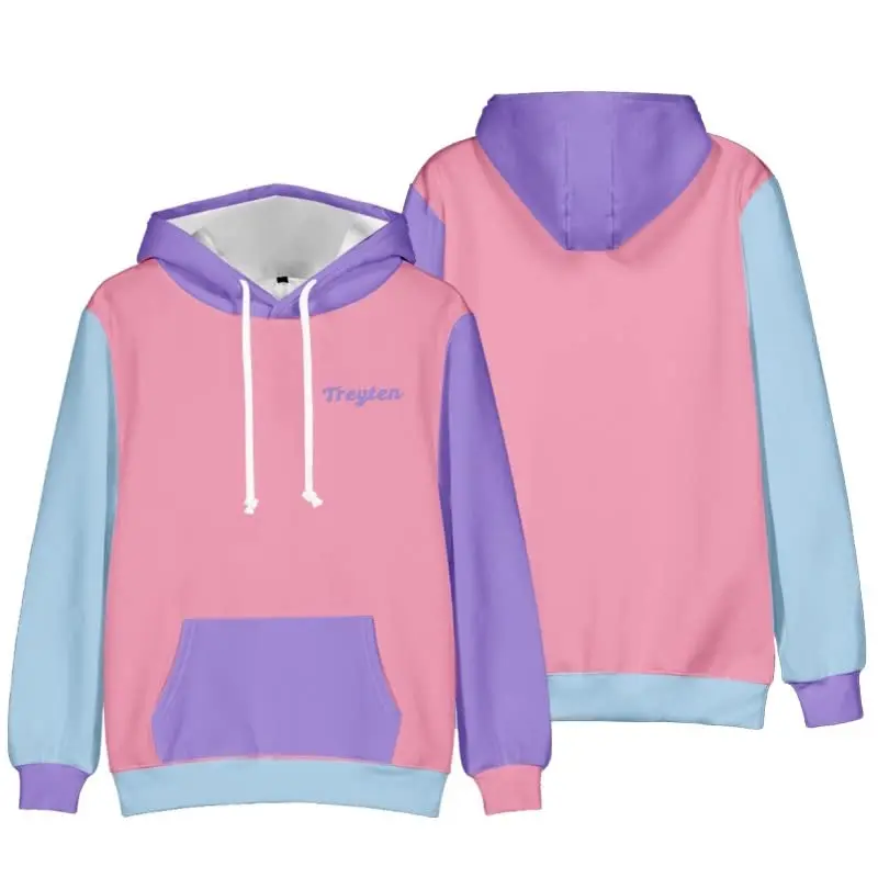 2022 Embroidered PinkPurple Colorblock Hoodie 3D Hoodie Sweatshirt Men/Women Casual Hoodie Tops