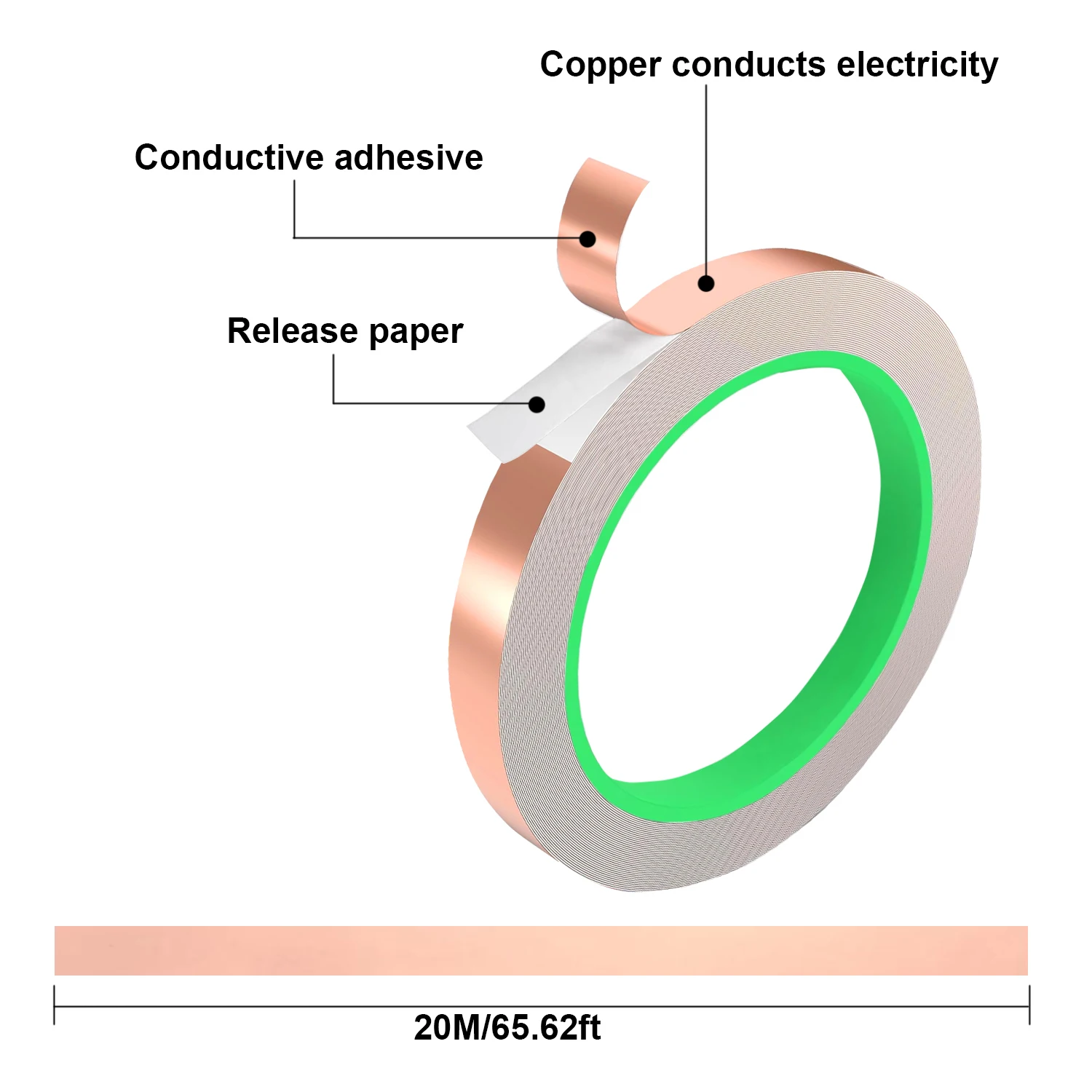 1-3Roll 20m Double Side Conductive Coppers Foil Tape,EMI Shielding Adhesive Strip for Electronics,Laptop,PCB,Anti-Static Repair