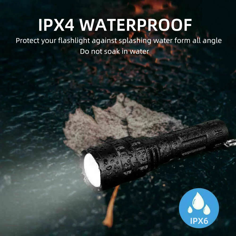 Professional LED Flashlight Torch Light USB Rechargeable For Electric Shocker Waterproof Hunting Lights Aluminum Camping Lamp