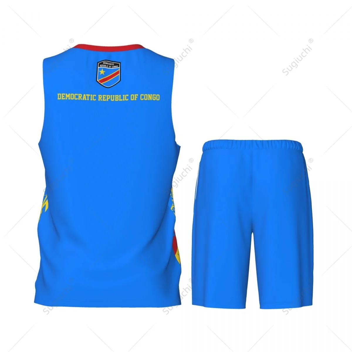 Team-up Democratic Republic Of Congo Flag Grain Men Basketball Jersey Set Shirt & Pants Sleeveless Custom Name Nunber Exclusive