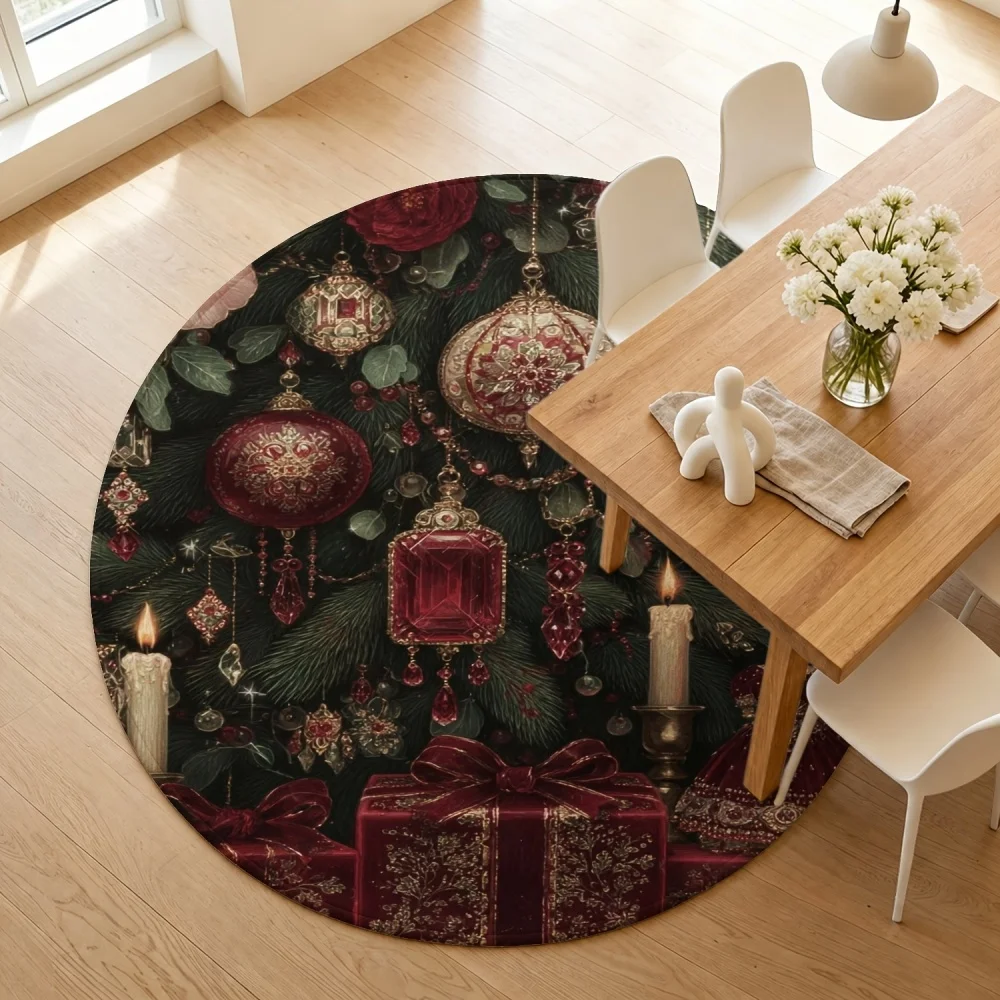 Black White Mandala Sunburst Round Area Rug Symmetrical Ethnic Pattern Circular Carpet Soft Indoor Floor Mat for  Room