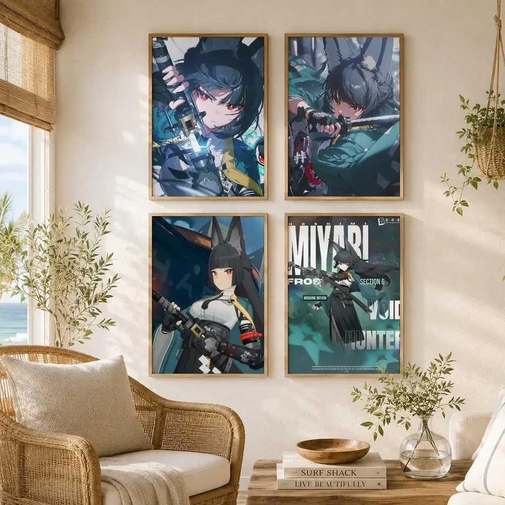 Hoshimi Miyabi Z-Zenless Zone Zero PosterHigh-Quality Canvas Wall Mural Crease-Free For Living Room Bedroom Interiors
