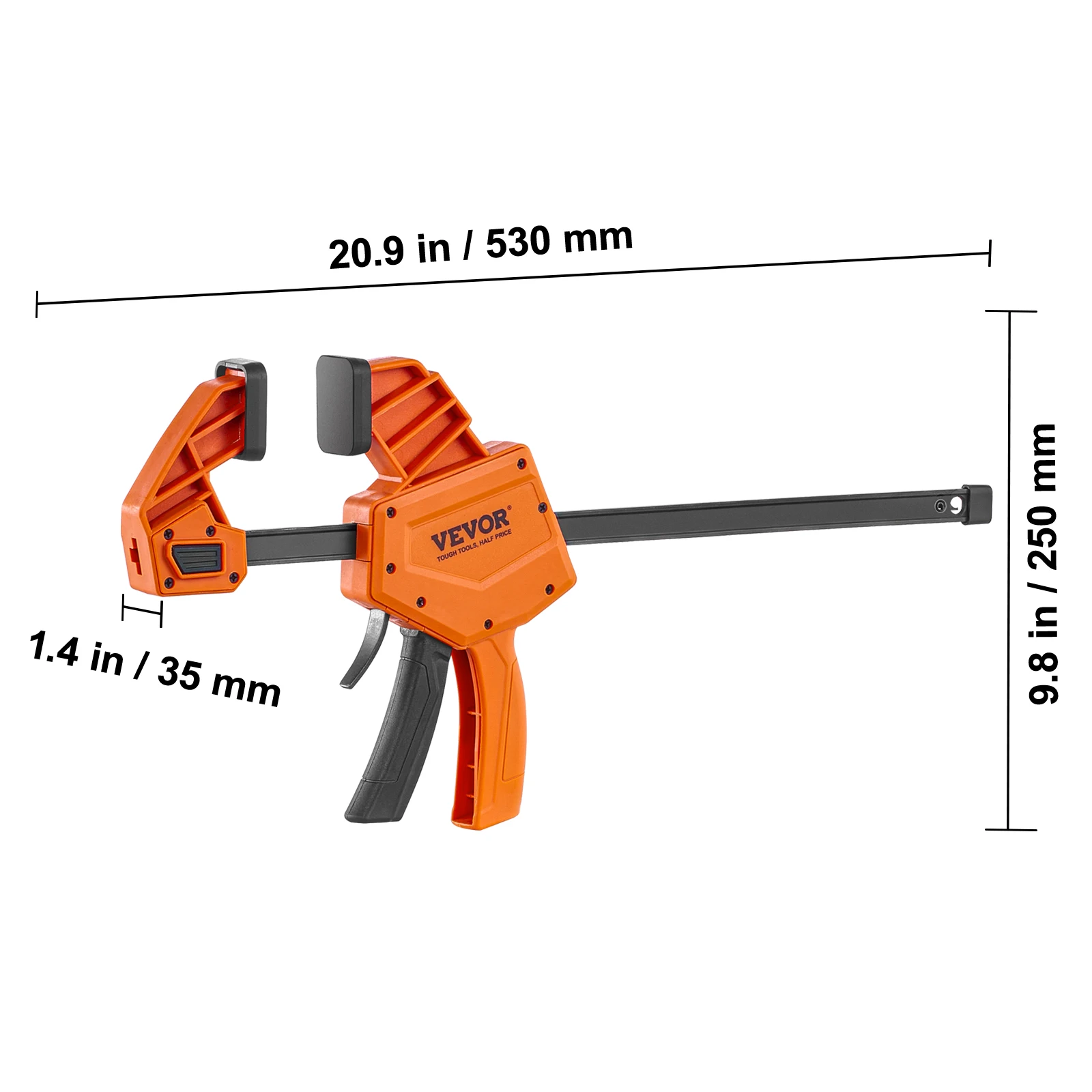 VEVOR Bar Clamps for Woodworking 2-Pack One-Handed Clamp/Spreader Plastic Carbon Steel Wood clamps for Woodworking Metalworking