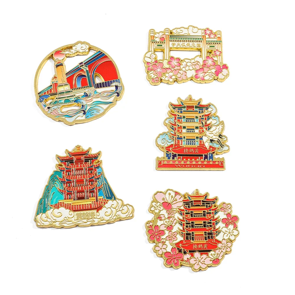 Chinese City Wuhan Fridge Magnet Souvenir Coin Collect City Periphery for Travel Enthusiast Gifts Attractive Design Scenery