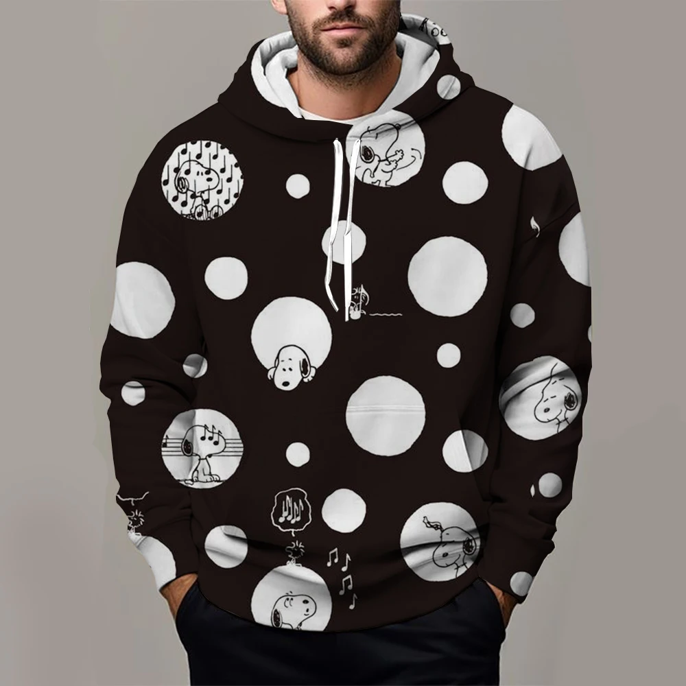 Snoopy Fun Printed Men\'s Hoodie Cartoon Women Oversized Sweatshirt Tops Autumn Winter Couple Pullover Kid Girl Boy Hoodie