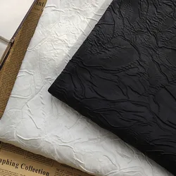 Polyester Jacquard Fabric Plain Black White Large Flower Crisp Suit Dress Casual Wear Suspenders Fashion Sew Cloth by the Meter