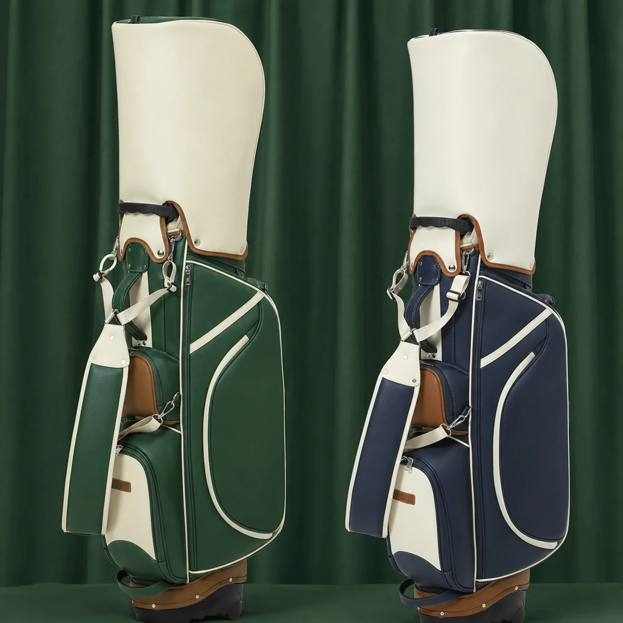 

Luxury Golf Stand Bag Waterproof PU Leather Golf Club Bag Lightweight Carry Organizer Trendy Unisex Golf Cart Bag Buckets