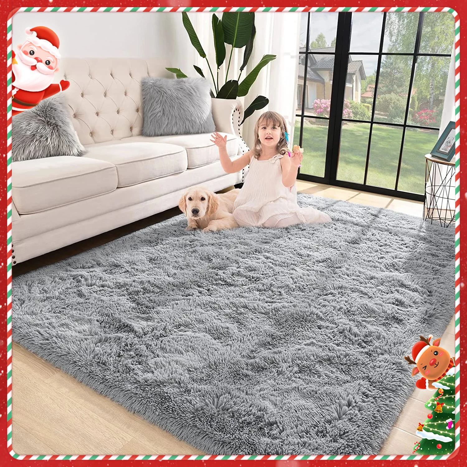 

Fluffy plush large area rug non-slip floor mats Children room carpets thickening carpet for Bedroom Home decor living room rugs