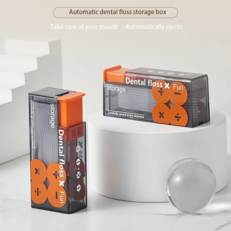 Nieuw In Floss Dispenser Inclusief 10 Stuks Floss Automatische Uitwerpbare Floss Organizer Mondverzorging Press-on Wegwerp Flossen Sticks