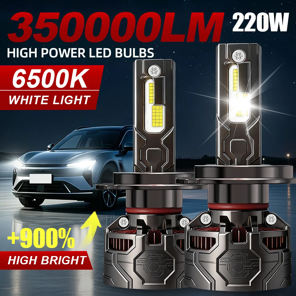 

2PCS H7 H4 H11 9005 HB3 9006 HB4 9012 HIR2 LED Headlight Bulbs 350000LM 220W Super Bright 6500K CANbus Turbo Car Lights 12V
