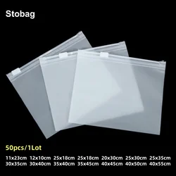 StoBag 50pcs Wholesale Frosted Matte Clothes Packaging Zipper Bags Pouch Plastic Sealed Socks Shirts Storage Reusable Organizer