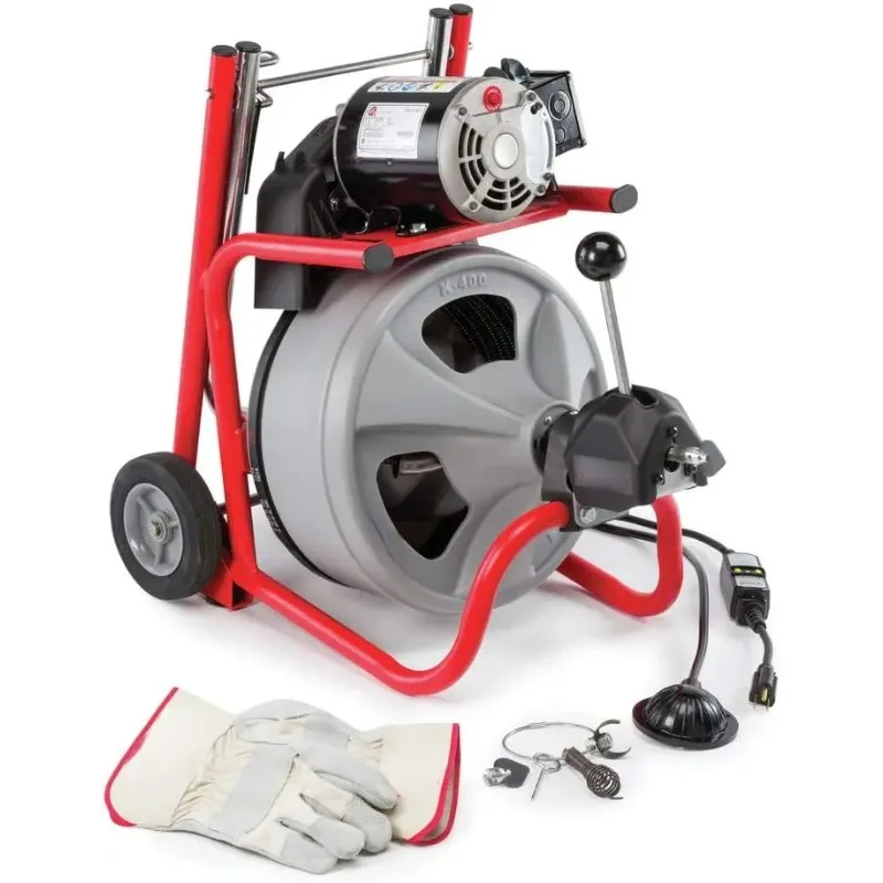 

26998 Model K-400 Drain Cleaning 120-Volt Drum Machine Kit with C-45IW 1/2" x 75' Cable, White, Black, Red