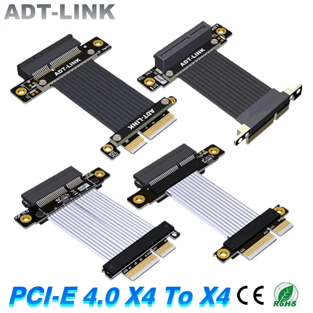 

ADT-Link PCIe 4.0 x4 Riser Cable Male-to-Female x4 to x4 GPU Motherboard SSD Extension Support Network Card, Hard Disk, USB Card