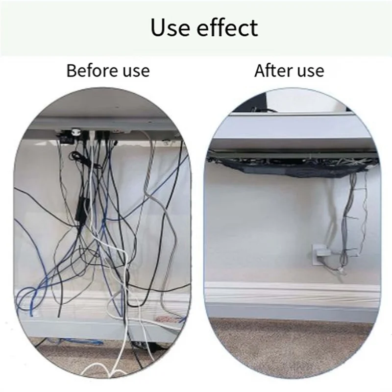 

NEW-Cable Management Net - Under Desk Wire Management - Flexible Under Desk Cable Management Tray Easy Install Easy To Use