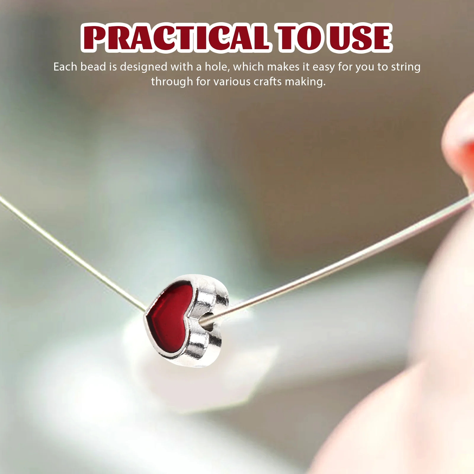 

100 Pcs Heart Beads Spacers for Bracelets Jewelry Making Accessories Alloy Charms