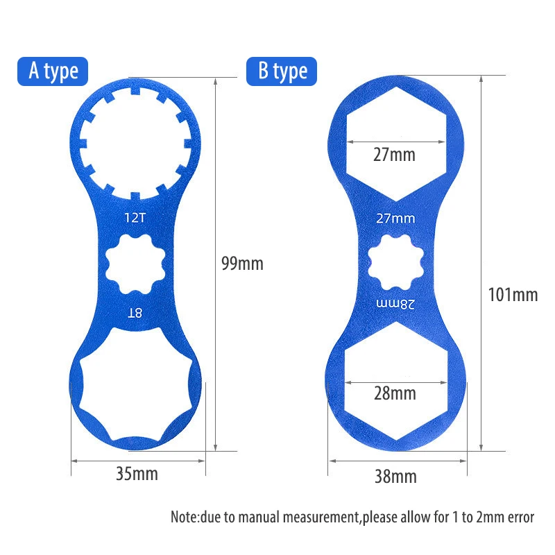 Toopre Bike Suspension Front Fork Cap Wrench Extender Spanner Removal Installation Tool Crank Cap Wrench 8T/12T 24/26mm 27/28mm