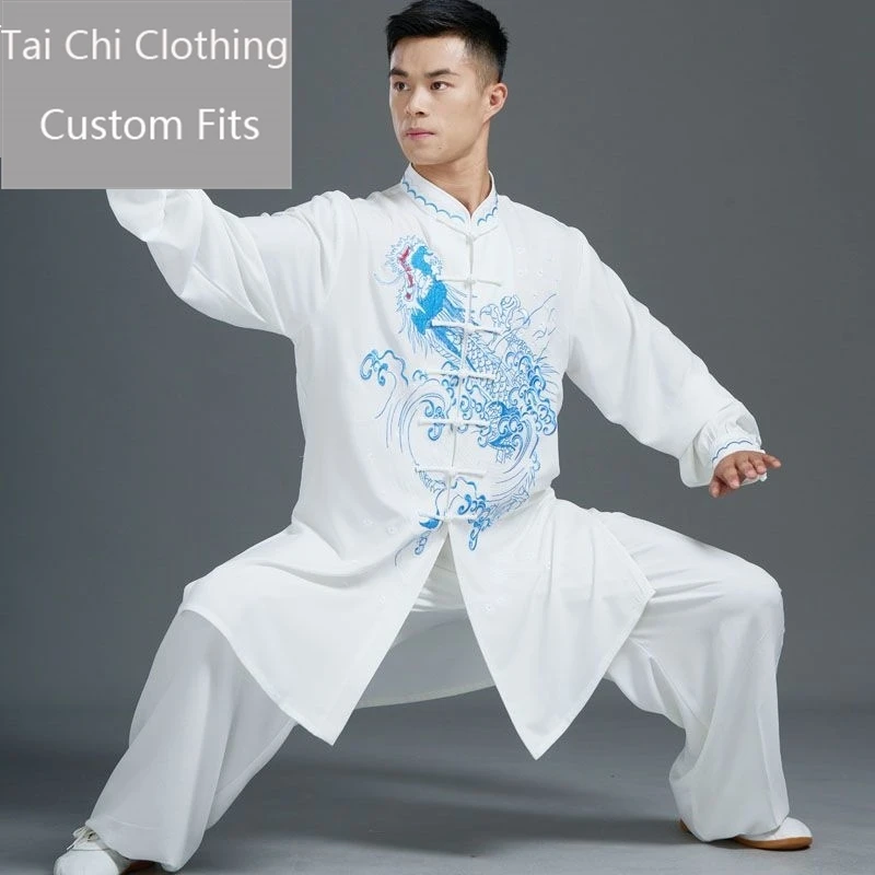 

Longteng Tai Ji костюм мужской новый стиль весна и осень белый двойной шелковый льняной элитная одежда для тренировок