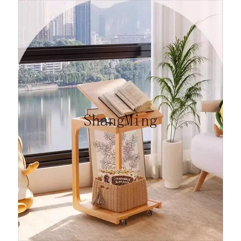 CLL  table removable small coffee table with wheel tea side  solid wood small apartment side