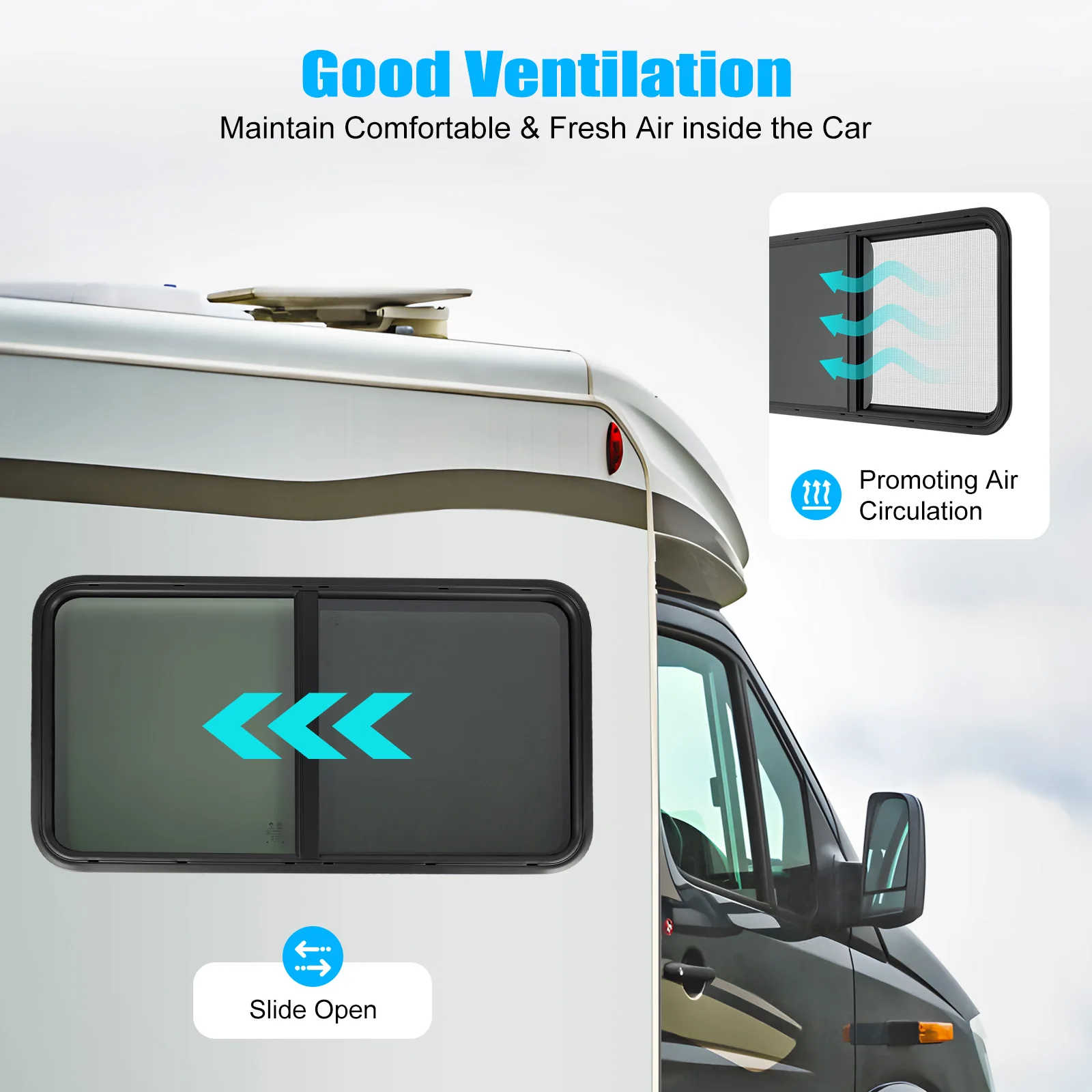 

42x22 Inch Universal RV Horizontal Sliding Window Easy Installation with Advanced Drainage System for Camping