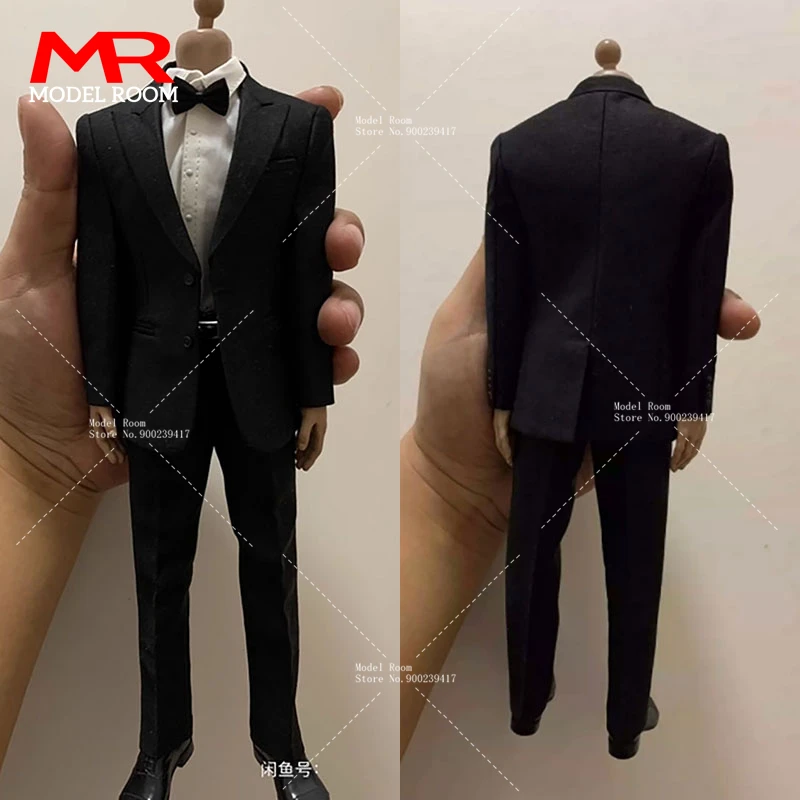 1/6 Scale Male Black Suit Western-style Gentleman Formal Clothes Model Fit 12'' COO Narrow Shoulder Soldier Action Figure Body