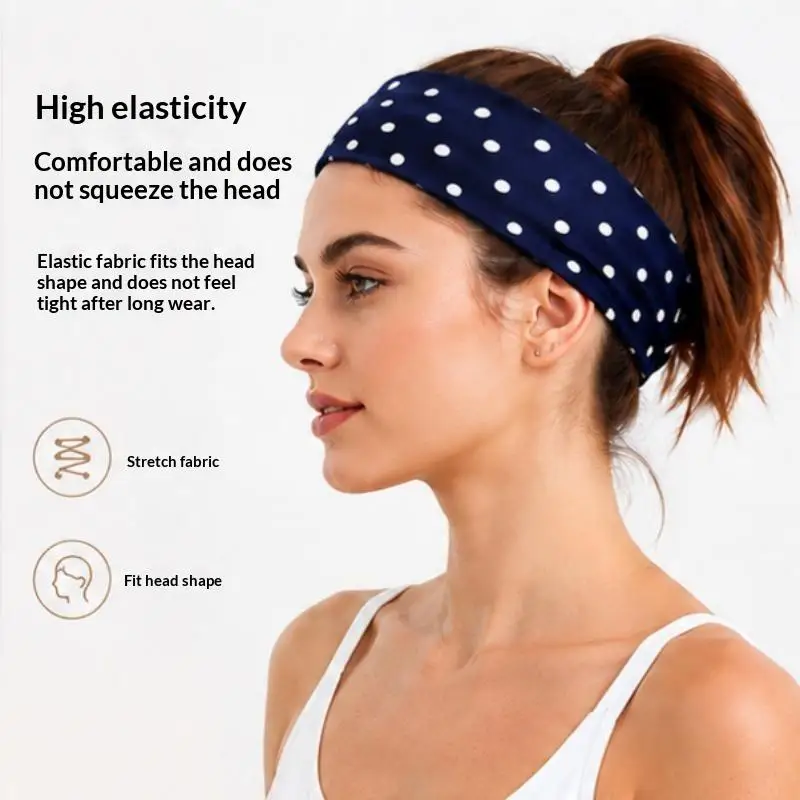5/8 Stück elastisches Sport-Stirnband mit Polka-Dot-Muster, modisches Make-up-Stirnband, schweißabsorbierendes Haarband für Sport und Fitness – Detail 6