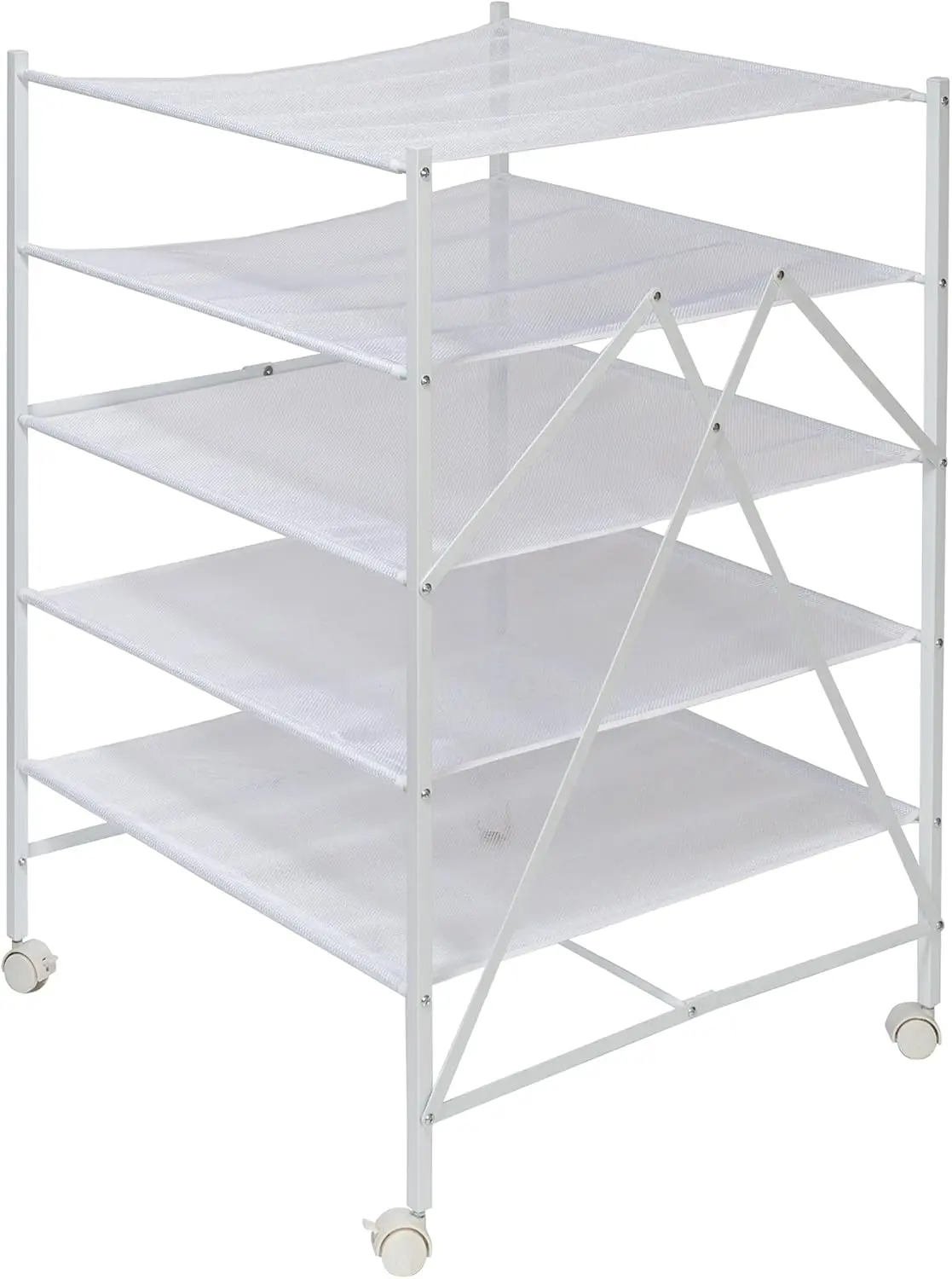 

5-Tier Mesh Laundry Drying Rack with Wheels, Foldable for Delicates and Sweaters - Easy Storage