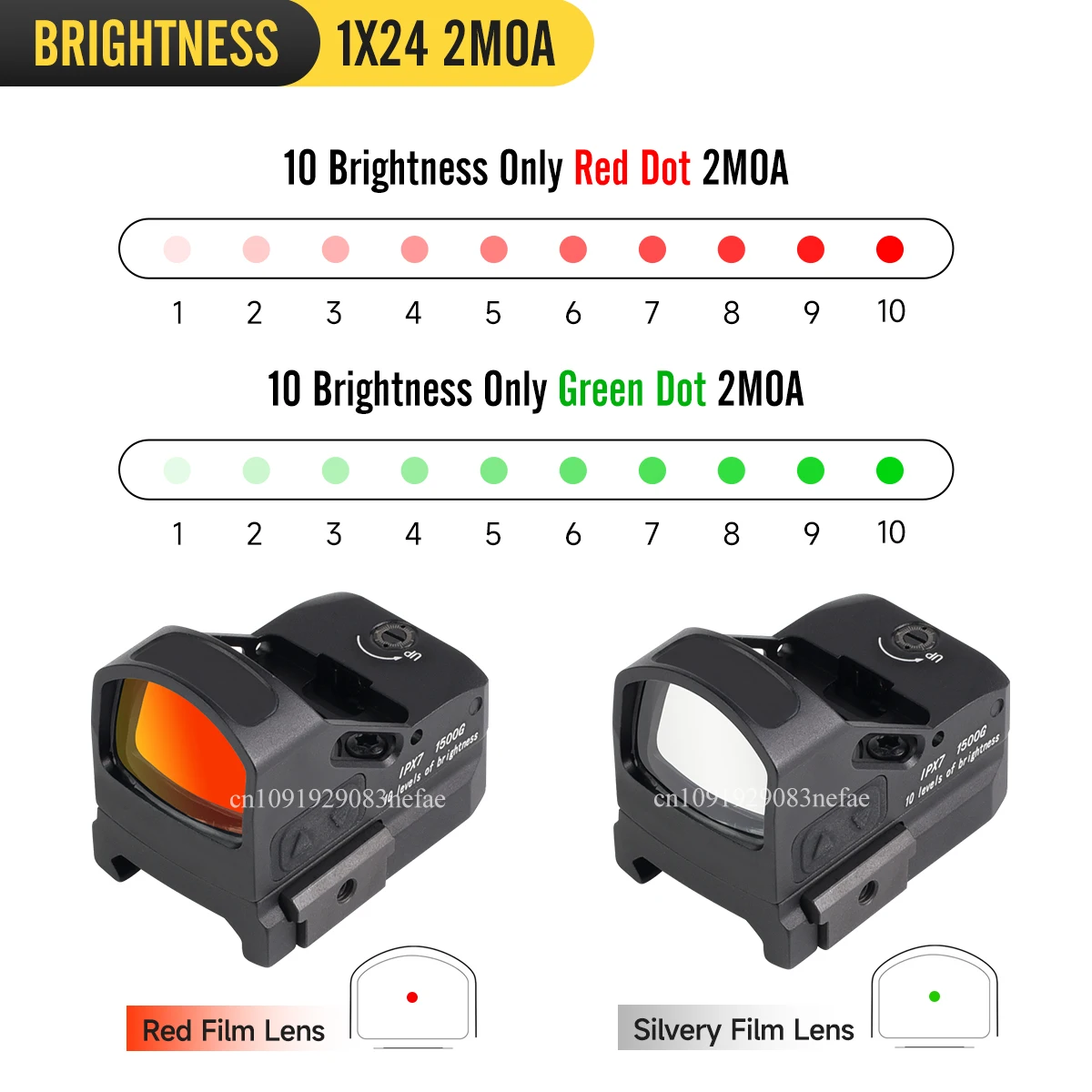 Visée tactique HOW * E 2 MOA 1x24mm, empreinte RM, éclairage rouge/vert avec mouvement éveillé pour portée de fusil sur Rail Picatinny