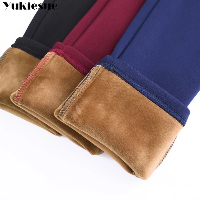 Warm Winter Women Pants Skinny Thick Velvet Wool Fleece Leggins Trousers Lambskin Cashmere Pants Female Leggings clothes 6XL