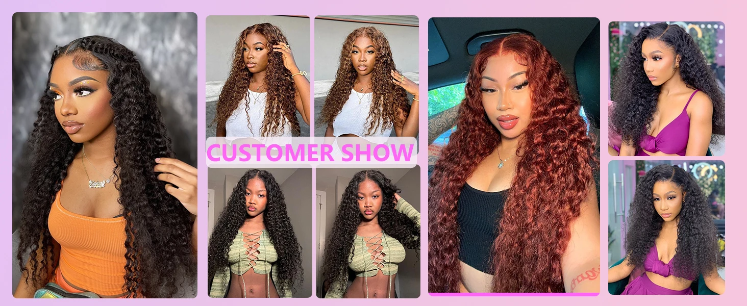 Smilegirl 230% Density Invisible Strap Deep Curly Wave 360 Full HD Glueless Wig 32 Inch Front Human Hair Wig Frontal Wig Wear and Go Daily Party Use