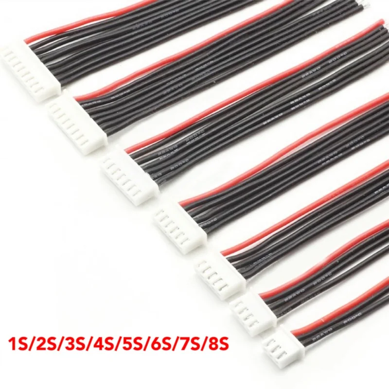 10pcs/lot JST-XH Lipo Battery Balance Charger Cable 1S/2S/3S/4S/5S/6S/7S/8S Silicone Wire For RC Lipo Battery charger 22AWG 10CM