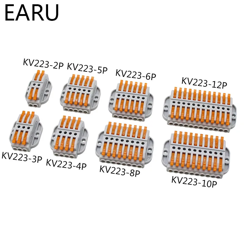 Mini Fast Quick Eletrical Wire Connector 2/3/4/5/6/8/10/12 Pin Universal Docking Fast Wiring Conductors Push-in Terminal Block