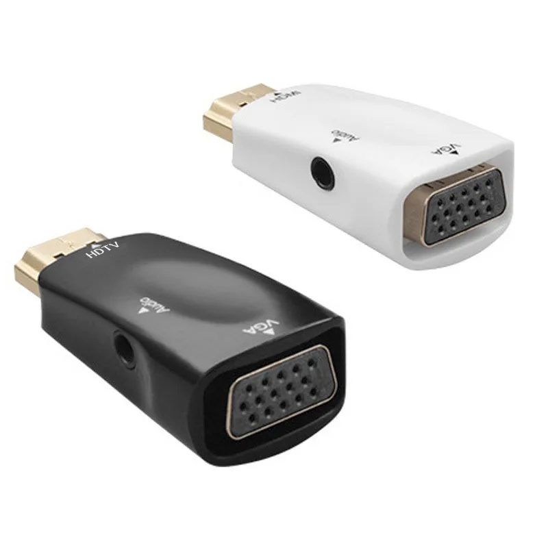 Konverter kabel VGA, kompatibel dengan HDMI, konverter kabel Audio 1080P, colokan Audio 3.5mm untuk PC, Laptop, TV, tampilan komputer